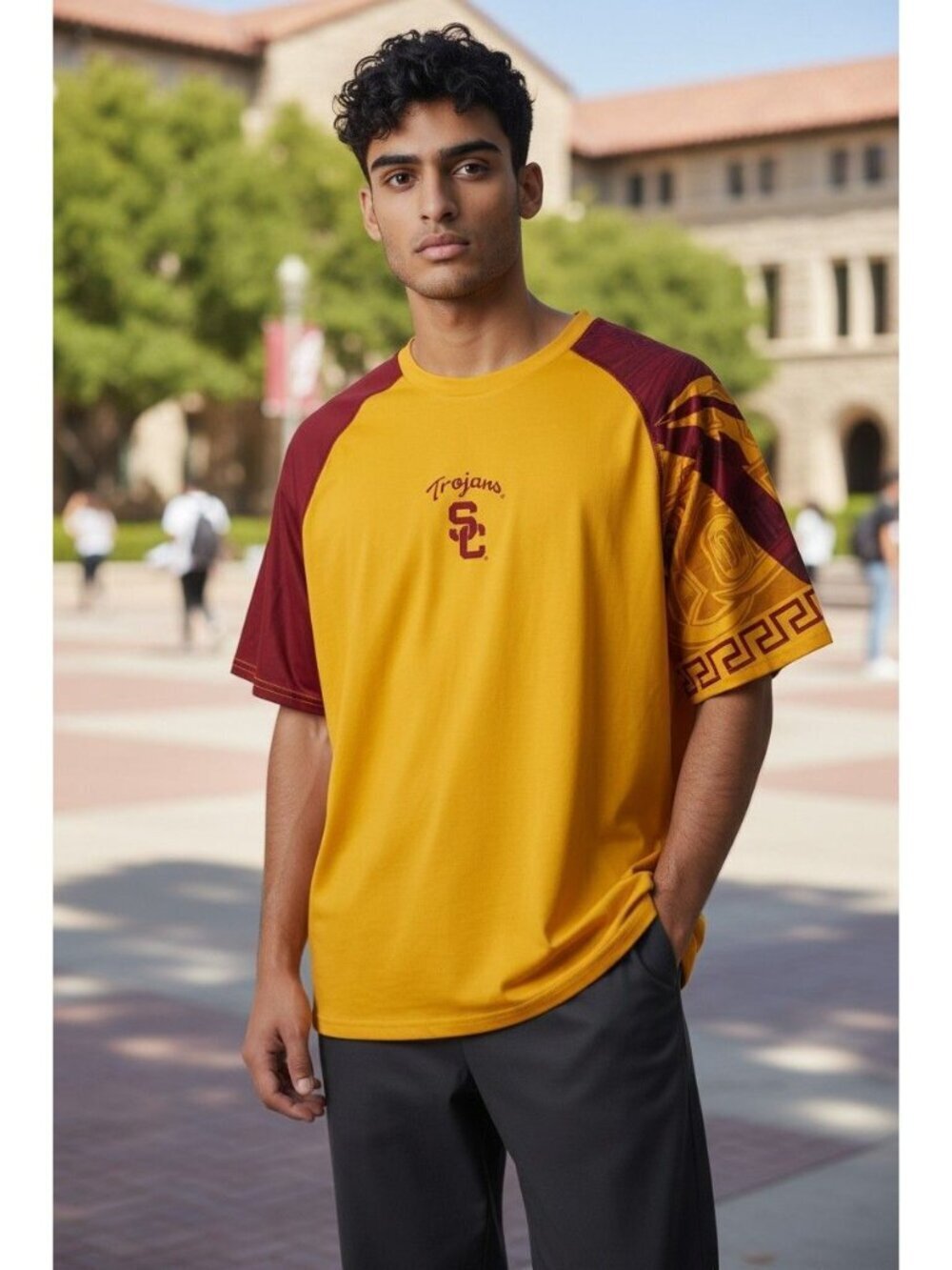 Nike USC Trojans Short-Sleeve Raglan T-Shirt Yellow & Maroon Large